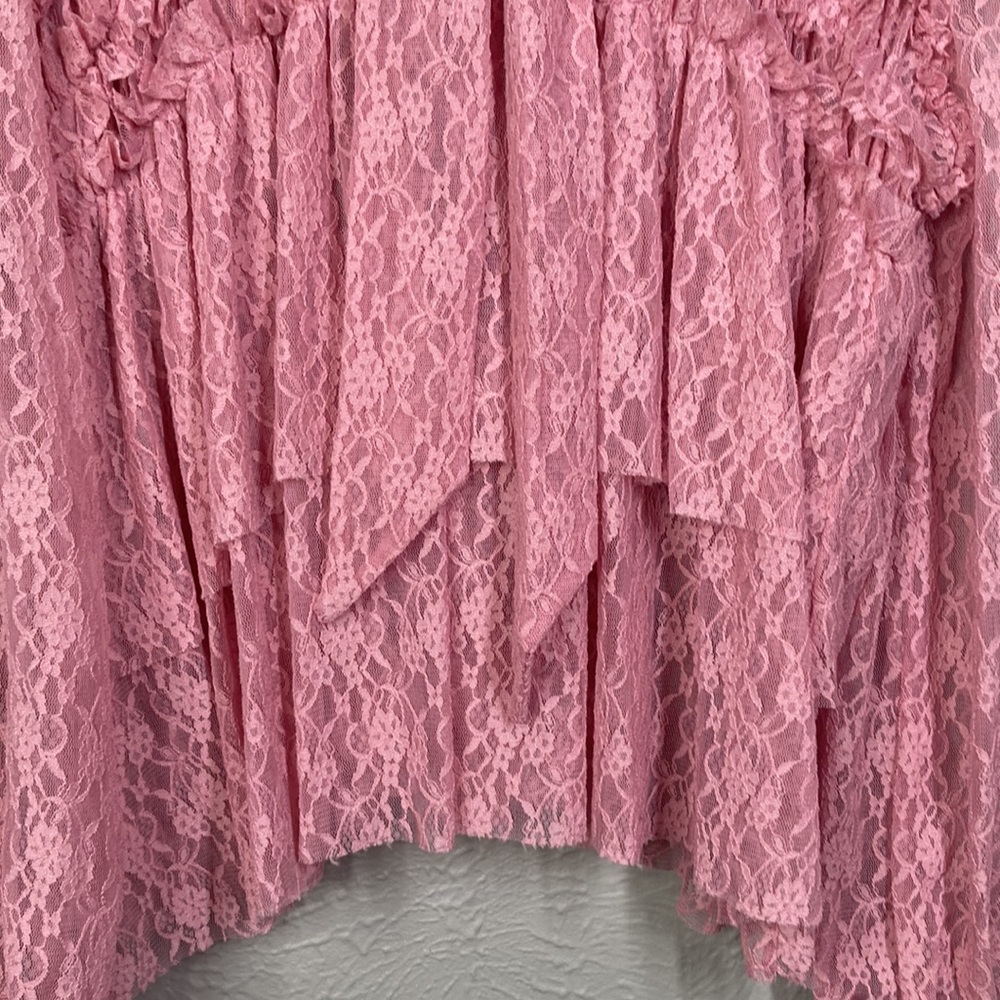 NWT Inc International Concepts Evening Mauve Sheer Ruffled Lace Blouse S… - Picture 5 of 9